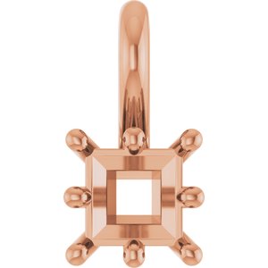18K Rose Gold 3.75 mm Square Charm/Pendant Mounting – image 2