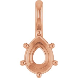 10K Rose Gold 8x6 mm Pear Charm/Pendant Mounting – image 2
