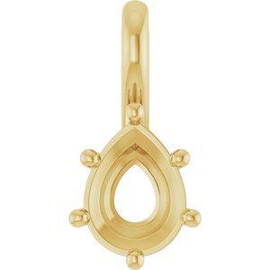 18K Yellow Gold 8x6 mm Pear Charm/Pendant Mounting – image 2