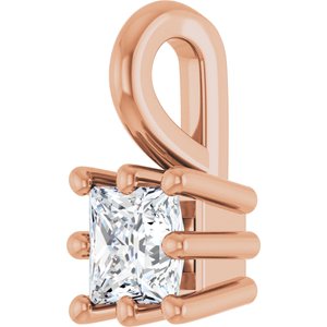 18K Rose Gold 3 mm Square Charm/Pendant Mounting – image 3