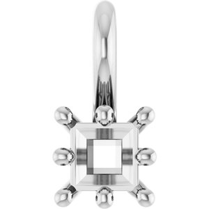 14K White Gold 3 mm Square Charm/Pendant Mounting – image 2