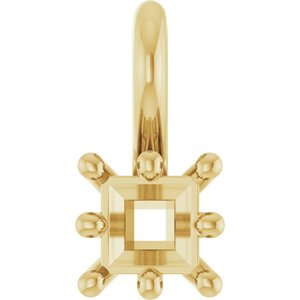 10K Yellow Gold 3 mm Square Charm/Pendant Mounting – image 2