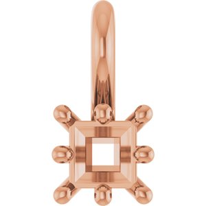 14K Rose Gold 3 mm Square Charm/Pendant Mounting – image 2