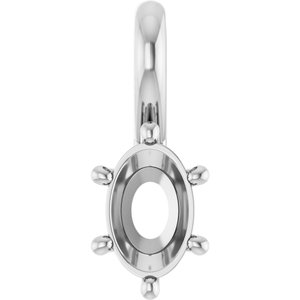 18K White Gold 6x4 mm Oval Charm/Pendant Mounting – image 2