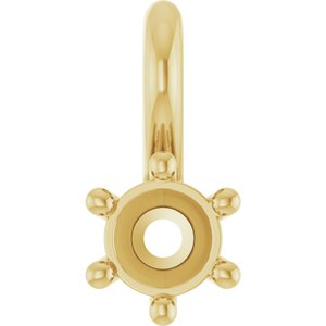 18K Yellow Gold 3.4 mm Round Charm/Pendant Mounting – image 2
