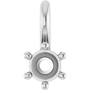18K White Gold 3.4 mm Round Charm/Pendant Mounting – image 2