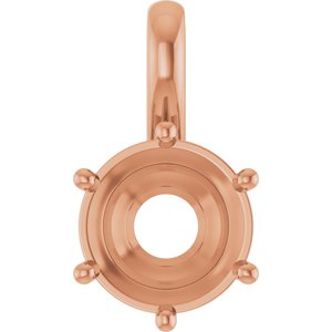 10K Rose Gold 8.8 mm Round Charm/Pendant Mounting – image 2