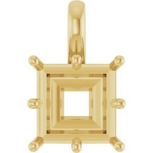 10K Yellow Gold 9 mm Square Charm/Pendant Mounting – image 2