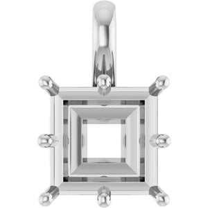 14K White Gold 9 mm Square Charm/Pendant Mounting – image 2