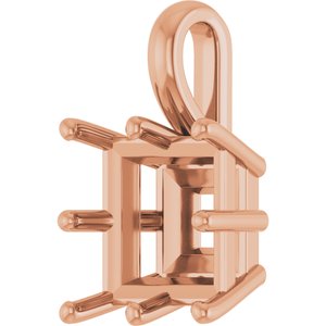10K Rose Gold 9 mm Square Charm/Pendant Mounting – image 4