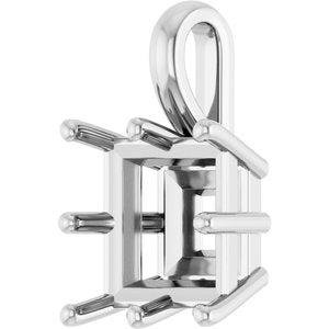 14K White Gold 9 mm Square Charm/Pendant Mounting – image 4