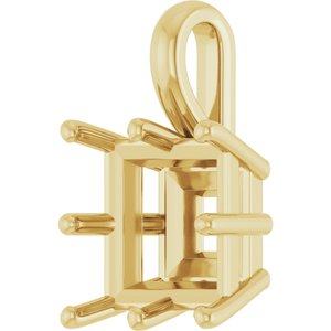 10K Yellow Gold 9 mm Square Charm/Pendant Mounting – image 4