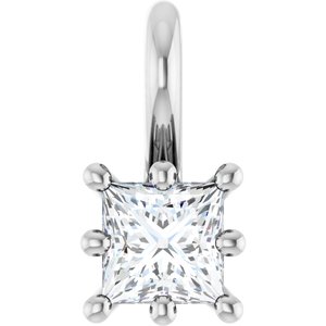10K White Gold 3.25 mm Square Charm/Pendant Mounting