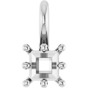 18K White Gold 3.25 mm Square Charm/Pendant Mounting – image 2