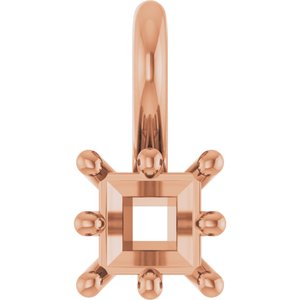 14K Rose Gold 3.25 mm Square Charm/Pendant Mounting – image 2