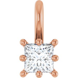 14K Rose Gold 3.25 mm Square Charm/Pendant Mounting