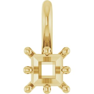 10K Yellow Gold 3.25 mm Square Charm/Pendant Mounting – image 2