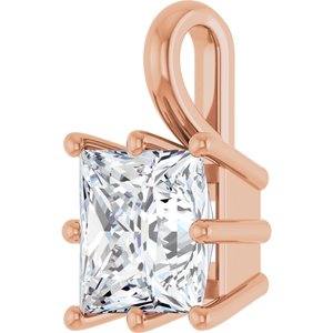18K Rose Gold 7 mm Square Charm/Pendant Mounting – image 3