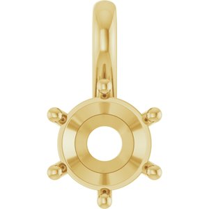 14K Yellow Gold 7 mm Round Charm/Pendant Mounting – image 2