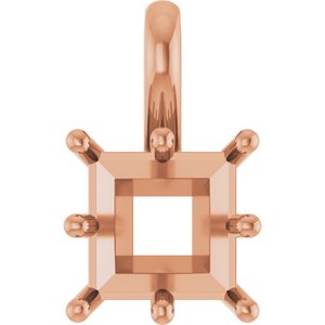 14K Rose Gold 7 mm Square Charm/Pendant Mounting – image 2