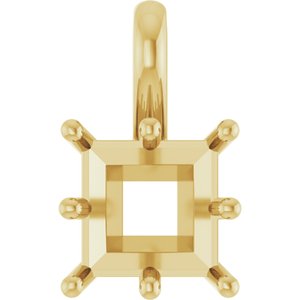 10K Yellow Gold 7 mm Square Charm/Pendant Mounting – image 2