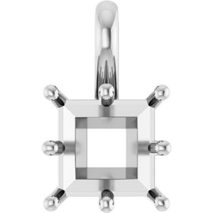 14K White Gold 7 mm Square Charm/Pendant Mounting – image 2