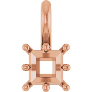 10K Rose Gold 4 mm Square Charm/Pendant Mounting – image 2
