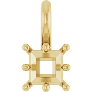 10K Yellow Gold 4 mm Square Charm/Pendant Mounting – image 2