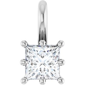 14K White Gold 4 mm Square Charm/Pendant Mounting