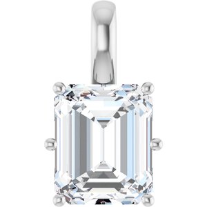 14K White Gold 11x9 mm Emerald Charm/Pendant Mounting