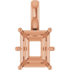 18K Rose Gold 11x9 mm Emerald Charm/Pendant Mounting – image 2