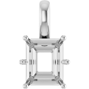 14K X1 White Gold 11x9 mm Emerald Charm/Pendant Mounting – image 2