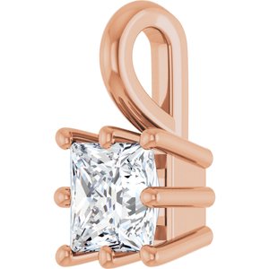 10K Rose Gold 4 mm Square Charm/Pendant Mounting – image 3