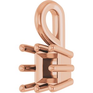 18K Rose Gold 4 mm Square Charm/Pendant Mounting – image 4