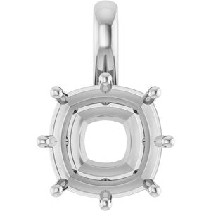 14K White Gold 11 mm Cushion Charm/Pendant Mounting – image 2
