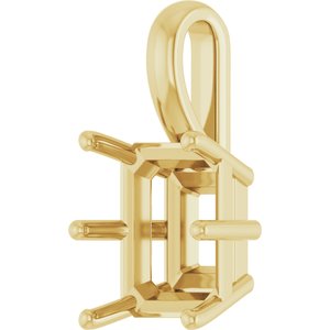 14K Yellow Gold 11x9 mm Emerald Charm/Pendant Mounting – image 4