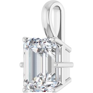 14K White Gold 11x9 mm Emerald Charm/Pendant Mounting – image 3