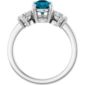 14K White Gold 9x6 mm Pear Natural London Blue Topaz & 1/2 CTW Lab-Grown Diamond Ring
