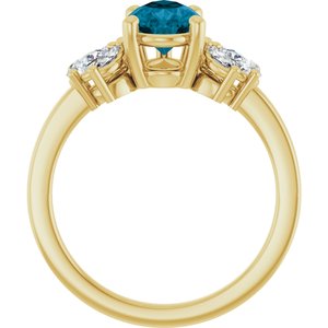 14K Yellow Gold 9x6 mm Pear Natural London Blue Topaz & 1/2 CTW Lab-Grown Diamond Ring