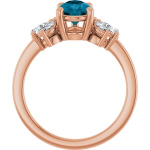 14K Rose Gold 9x6 mm Pear Natural London Blue Topaz & 1/2 CTW Lab-Grown Diamond Ring