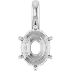 10K White Gold 10x8 mm Oval Charm/Pendant Mounting – image 2