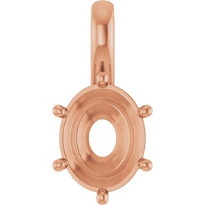 18K Rose Gold 10x8 mm Oval Charm/Pendant Mounting – image 2