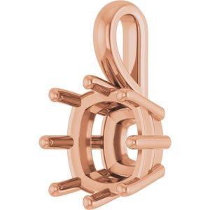 18K Rose Gold 9 mm Cushion Charm/Pendant Mounting – image 4