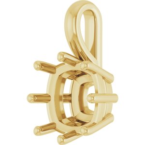 18K Yellow Gold 9 mm Cushion Charm/Pendant Mounting – image 4