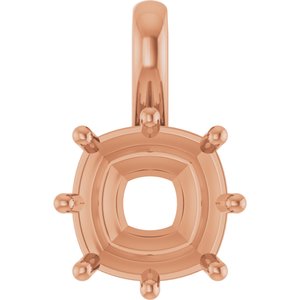 14K Rose Gold 9 mm Cushion Charm/Pendant Mounting – image 2