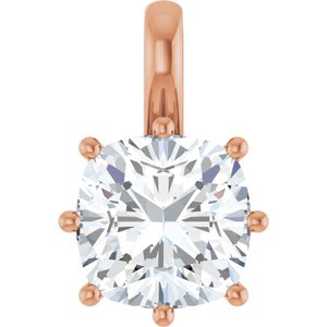 14K Rose Gold 9 mm Cushion Charm/Pendant Mounting
