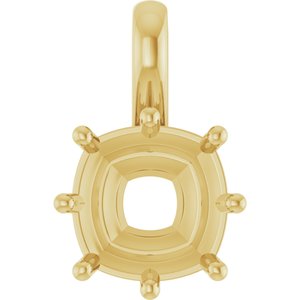18K Yellow Gold 9 mm Cushion Charm/Pendant Mounting – image 2