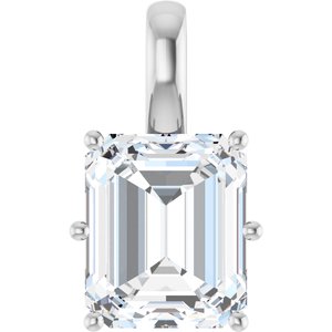 14K White Gold 12x10 mm Emerald Charm/Pendant Mounting