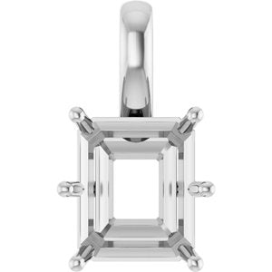 18K White Gold 12x10 mm Emerald Charm/Pendant Mounting – image 2