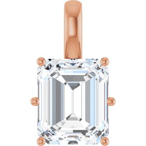 18K Rose Gold 12x10 mm Emerald Charm/Pendant Mounting